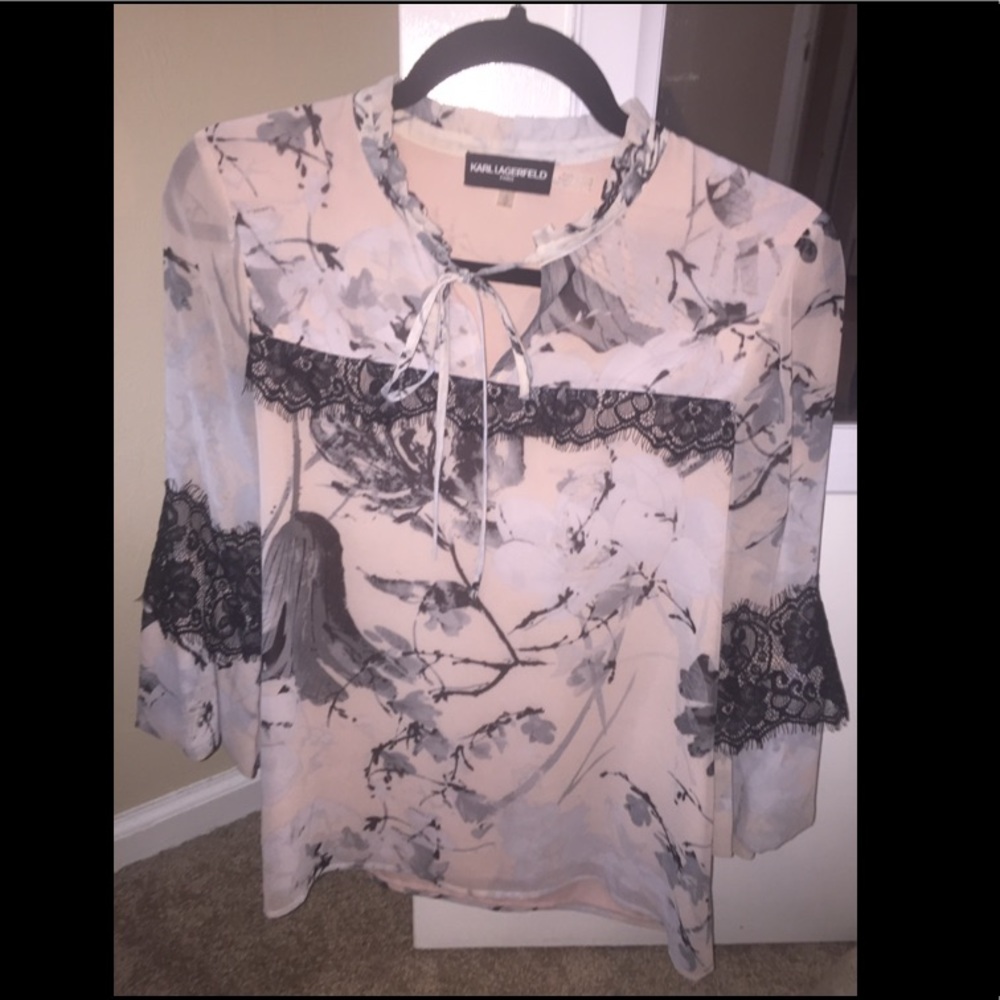 Karl Lagerfeld bell sleeve blouse